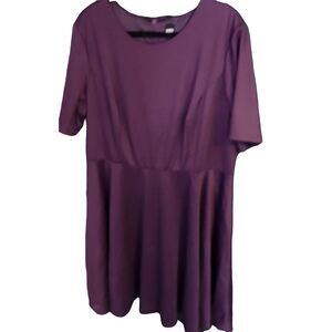 MBN Women's 3X Plum Purple Emilie Skater A Line Dress, Fit & Flare, Zip Up Back
